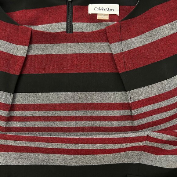 Calvin Klein Striped Sheath Dress - Black, Gray & Burgundy - Size 6 - Picture 6 of 6
